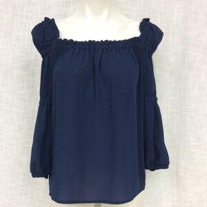 CeCe XS Navy On/Off Shoulder Top